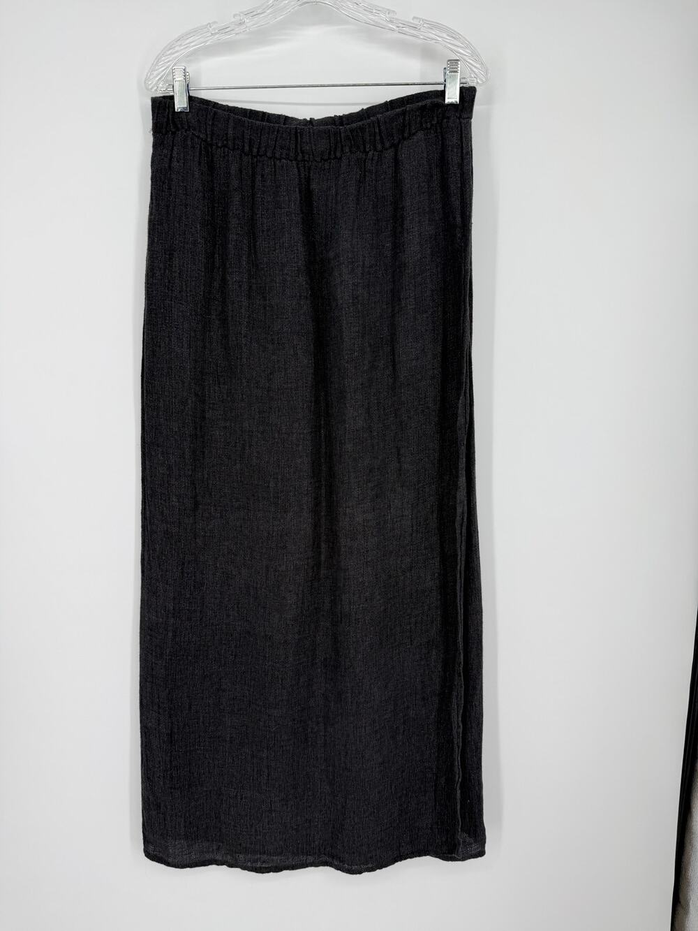Vintage Eileen Fisher Linen Pull On Maxi Skirt M/L Charcoal Minimalist Lagenlook